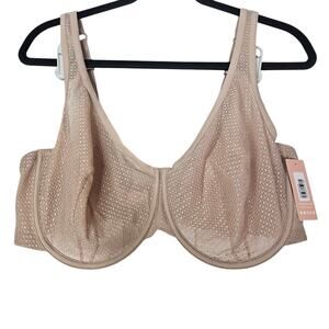 NEW Thirdlove 40F Unlined Modern Mesh Scoop Bra Underwire Beige Nude Sheer